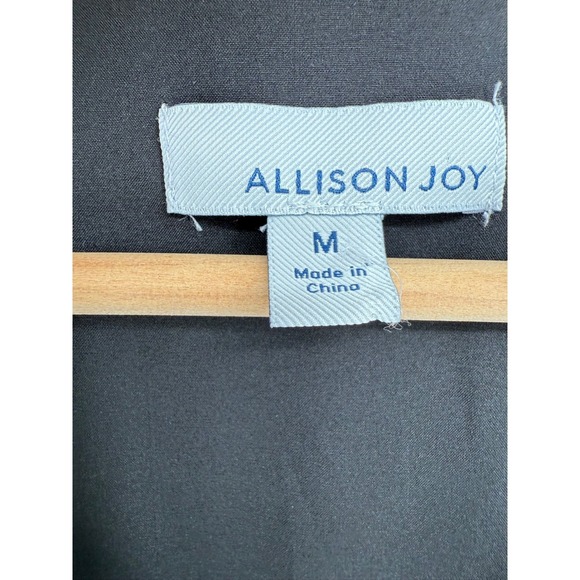 Allison Joy Black Dress Womens Medium V Neck‎ Sleeveless Pleated Smocked - Picture 4 of 9